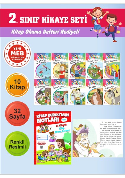 2.sınıflar Için Okumayı Sevdiren 10 Lu Hikaye Seti 14 (Kitap Okuma Defteri Hediyeli)