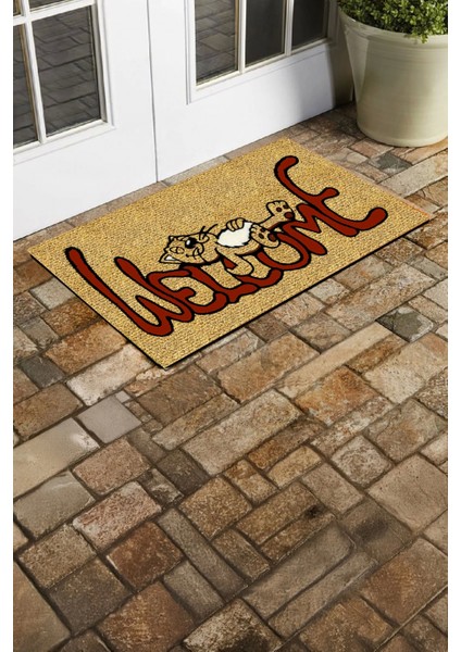 Sevimli Tembel Kedi Kapı Önü Paspası 45 x 70 cm