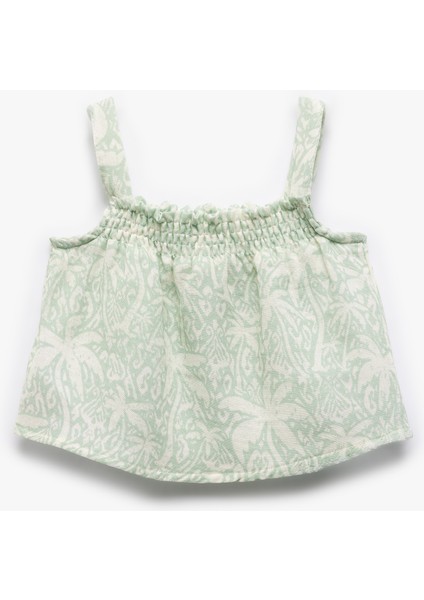 Pamuklu Kare Yaka Gipeli Askılı Bluz