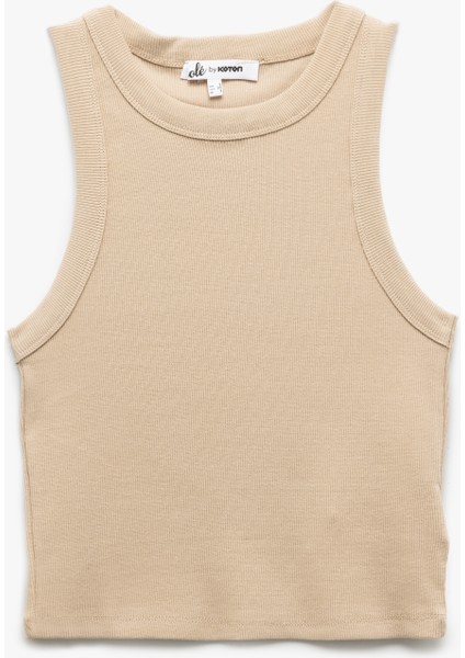 Halter Yaka Fitilli Slim Fit Crop Kadın Atlet
