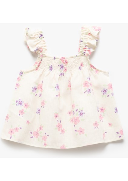 Çiçek Desenli Büzgü Detaylı Askılı Bluz fiyatları