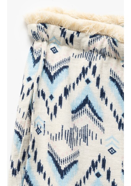 Viskon Beli Bağcıklı Desenli Düz Paça Pantolon fırsatları