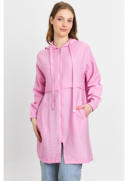 4472A Kapüşonlu Cepli Kap Pembe