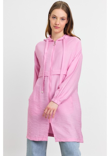 4472A Kapüşonlu Cepli Kap Pembe