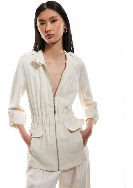 Viskon Uzun Kollu Cepli Fermuarlı Dik Yaka Kısa Trençkot fiyatları