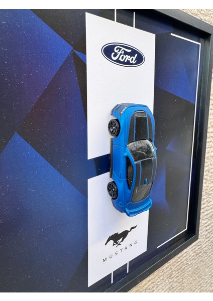 Çerçeveli 20 x 20 Ebatlı Model Araç Ford Mustang Blue modelleri