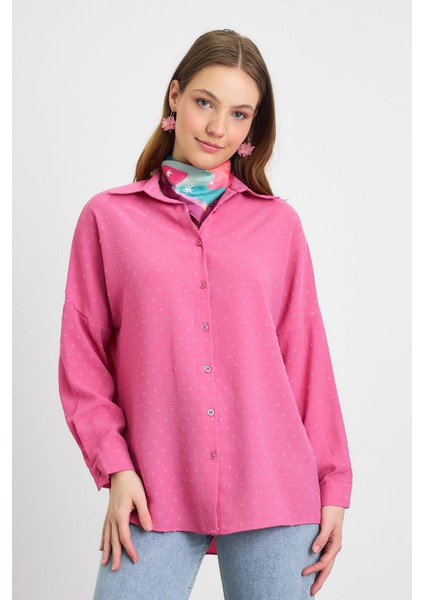 4635A Desenli Salaş Gömlek Pembe