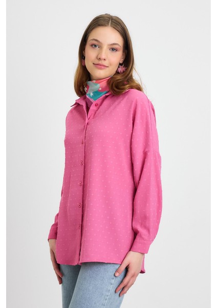 4635A Desenli Salaş Gömlek Pembe