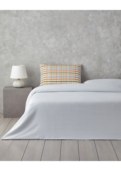 Color Grid Kolay Ütülenir Tek Kişilik Nevresim Takımı 160 x 220 cm Turuncu-Yeşil