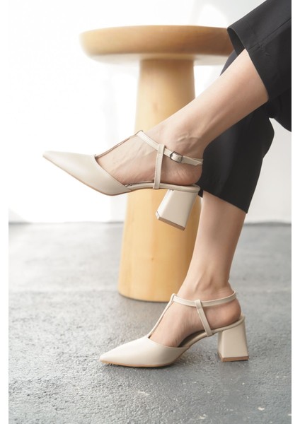 Kadın Center Kalın Topuklu Ayakkabı - Ten Deri modelleri