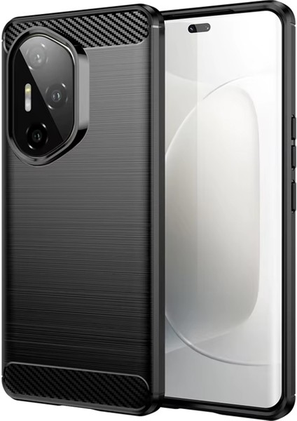 Honor 300 ile Uyumlu Brushed Carbon Fiber Silikon Kılıf - Siyah AL3332