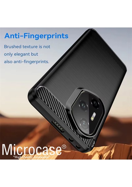 Honor 300 ile Uyumlu Brushed Carbon Fiber Silikon Kılıf - Siyah AL3332 modelleri