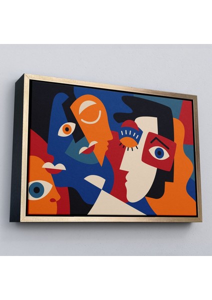 Çerçeveli Picasso Tarzı Soyut Insan Yüzleri Kanvas Duvar TABLOSU-1195