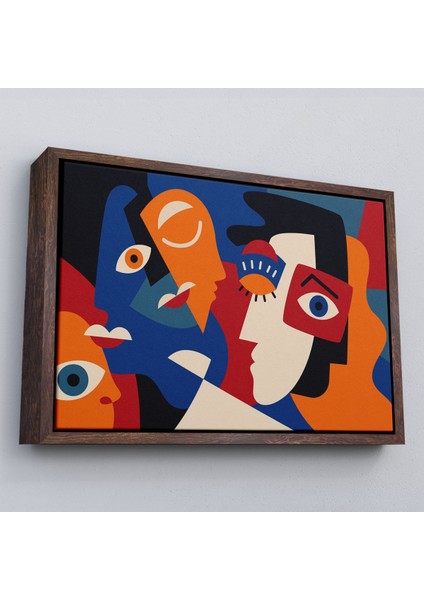 Çerçeveli Picasso Tarzı Soyut Insan Yüzleri Kanvas Duvar TABLOSU-1195