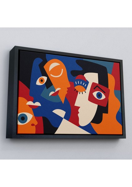 Çerçeveli Picasso Tarzı Soyut Insan Yüzleri Kanvas Duvar TABLOSU-1195