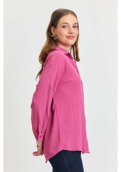 4636A Çizgi Desenli Gömlek Pembe