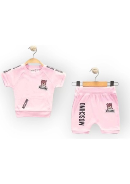 Baby Marka Moşino Desen İnterlok Şortlu İkili Takım Unisex 6-24 Ay