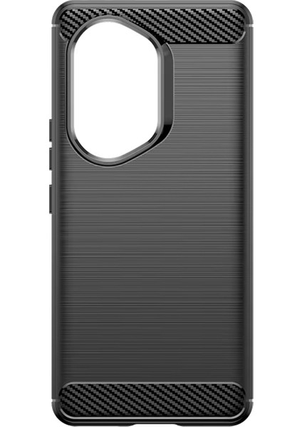 Honor 300 Ultra ile Uyumlu Brushed Carbon Fiber Silikon Kılıf - Siyah AL3332