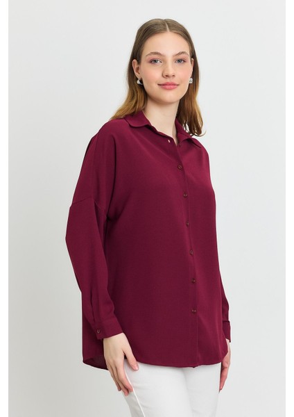 4636A Çizgi Desenli Gömlek Bordo