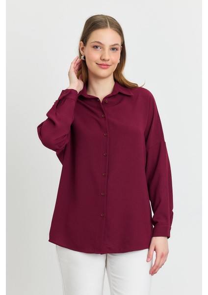 4636A Çizgi Desenli Gömlek Bordo