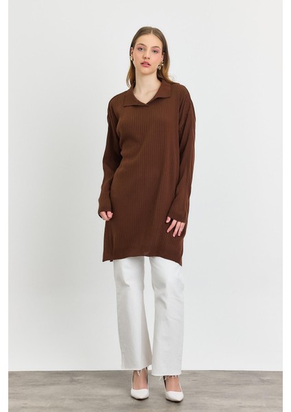 5410 Polo Yaka Tunik Kahve