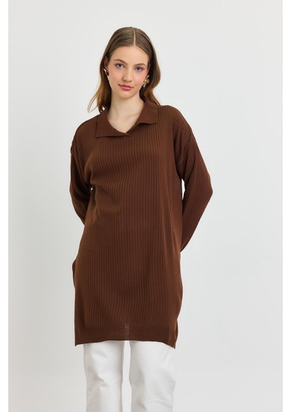 5410 Polo Yaka Tunik Kahve fiyatları