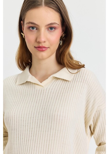 5410 Polo Yaka Tunik Ekru fırsatları