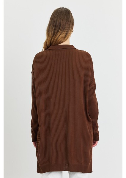 5410 Polo Yaka Tunik Kahve indirimleri