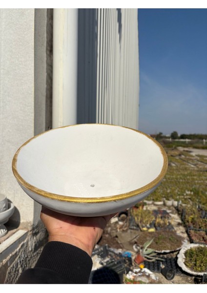 Geniş Dekoratif Taş Saksı Orkide ve Çiçek Saksısı