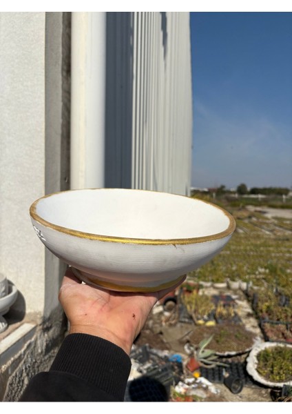 Geniş Dekoratif Taş Saksı Orkide ve Çiçek Saksısı
