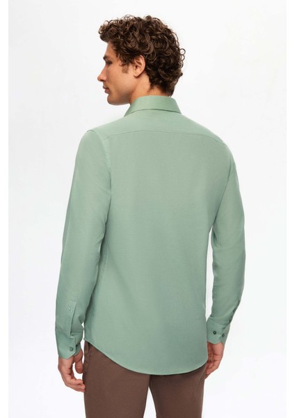Ds Damat Slim Fit Yeşil Italyan Yaka Dar Kesim Klasik Kravatlık Uzun Kollu Kolay Ütülenebilir Nefes Alan 2'li Gömlek