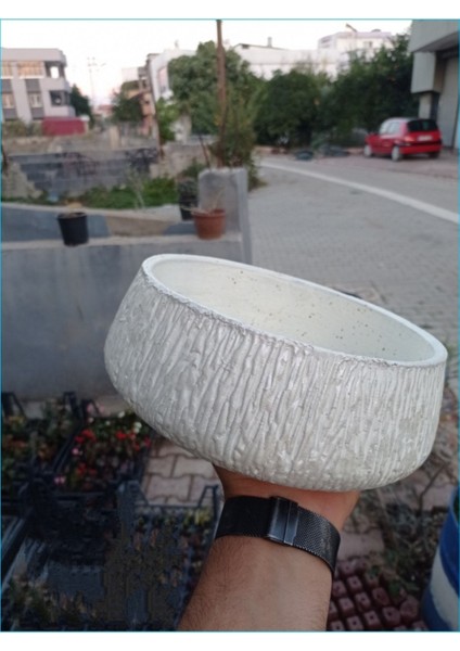 Beton Saksı Özel El Yapımı Taş Saksı 011