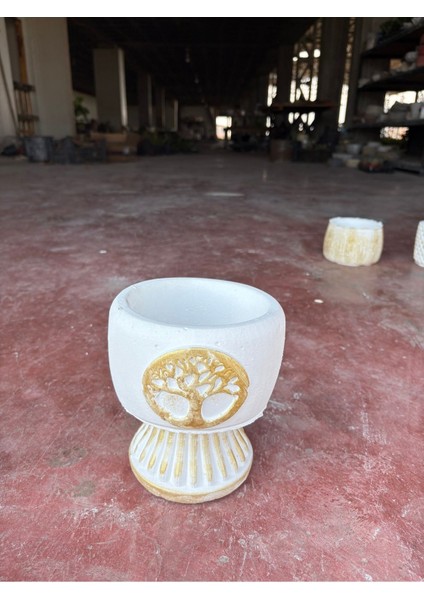 Taş Ayaklı Hayat Ağacı Desenli Taş Saksı modelleri