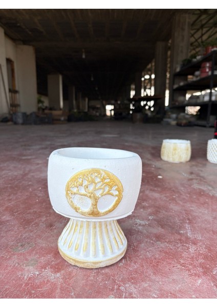 Taş Ayaklı Hayat Ağacı Desenli Taş Saksı fırsatları