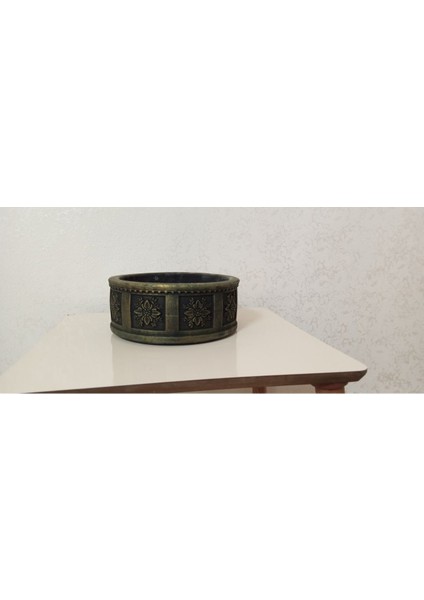 Gold Desenli Eskitme Beton Saksı 23 x 10 cm Suya Karşı 50 Yıl Garantili