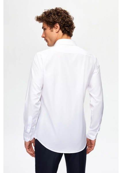 Ds Damat Slim Fit Açık Mavi/beyaz Italyan Yaka Dar Kesim Klasik Kravatlık Uzun Kollu Kolay Ütülenebilir Nefes Alan 2'li Gömlek