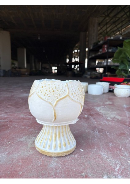 Taş Ayaklı Lale Desenli Taş Saksı modelleri