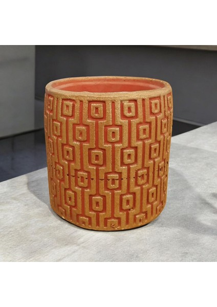 Ht Dizayn Gold Desenli Taş Saksı