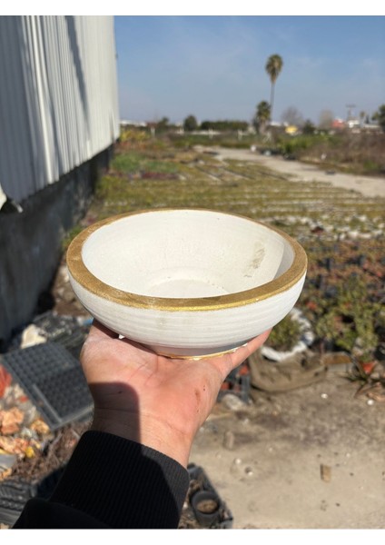 Çift Taban Mermer Beton Saksı