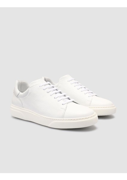 %100 Hakiki Deri Beyaz Erkek Sneaker