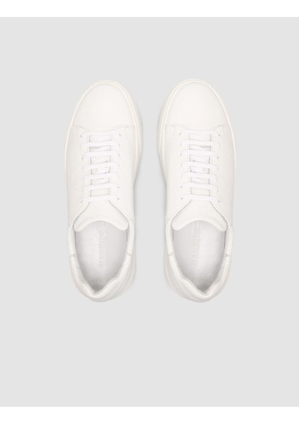 %100 Hakiki Deri Beyaz Erkek Sneaker