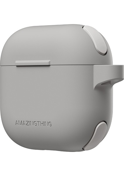 Airpods 4 Kılıf Amazingthing Airbag Köşe Tasarımlı Omni Serisi Silikon Kılıf Gri modelleri