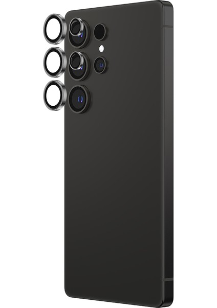 Samsung Galaxy S25 Ultra Titan Safir Kamera Lens Koruyucu Uygulama Aparatlı Siyah