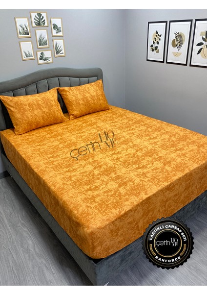 Kumaş Lastikli Çarşaf Seti Çift Kişilik ve Battal Boy Gölge Kehribar 160 x 200 modelleri