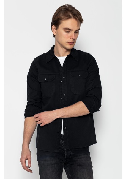 Erkek Regular Fit Cotton Baharlık Ince Kot Gömlek Ceket