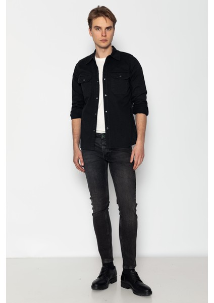 Erkek Regular Fit Cotton Baharlık Ince Kot Gömlek Ceket