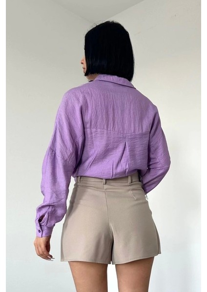 Lila Kristal Taşlı Gömlek modelleri