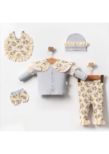 Cayzen Dantelli Waffle Kız 5 Parça Takım 2062290 - Mavi