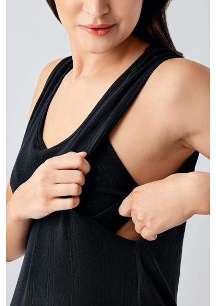 Kalın Askılı Ajurlu Esnek Pamuklu Hamile Sabahlık Gecelik Takım 17408 indirimleri