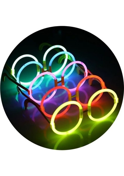 51 Adet Vıp Deluxe Yuvarlak Glow Gözlük Glow Stick Gözlük Neon Gözlük Işıklı Gözlük Fosfor Gözlük